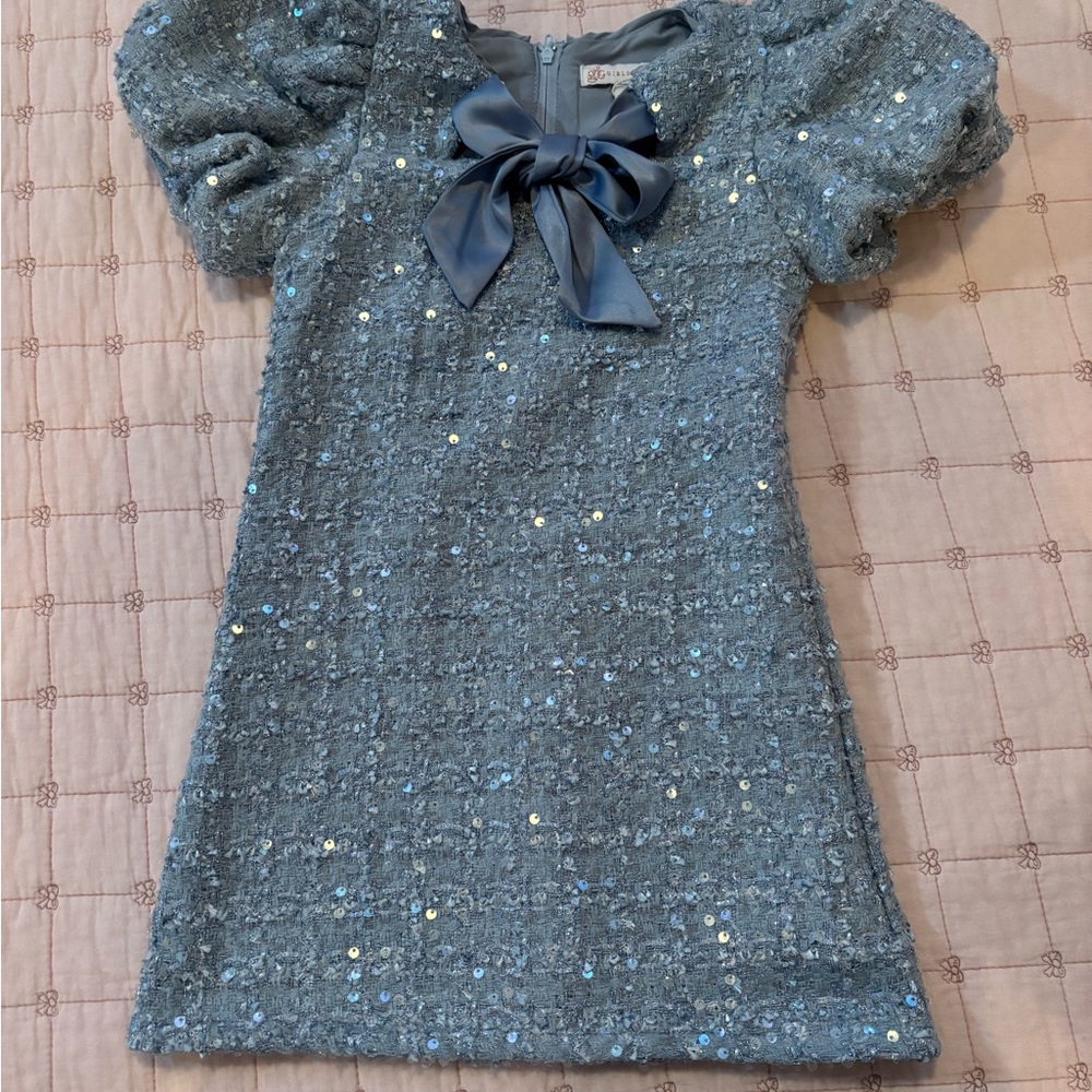 Elegant Blue Sequin Kids Dress